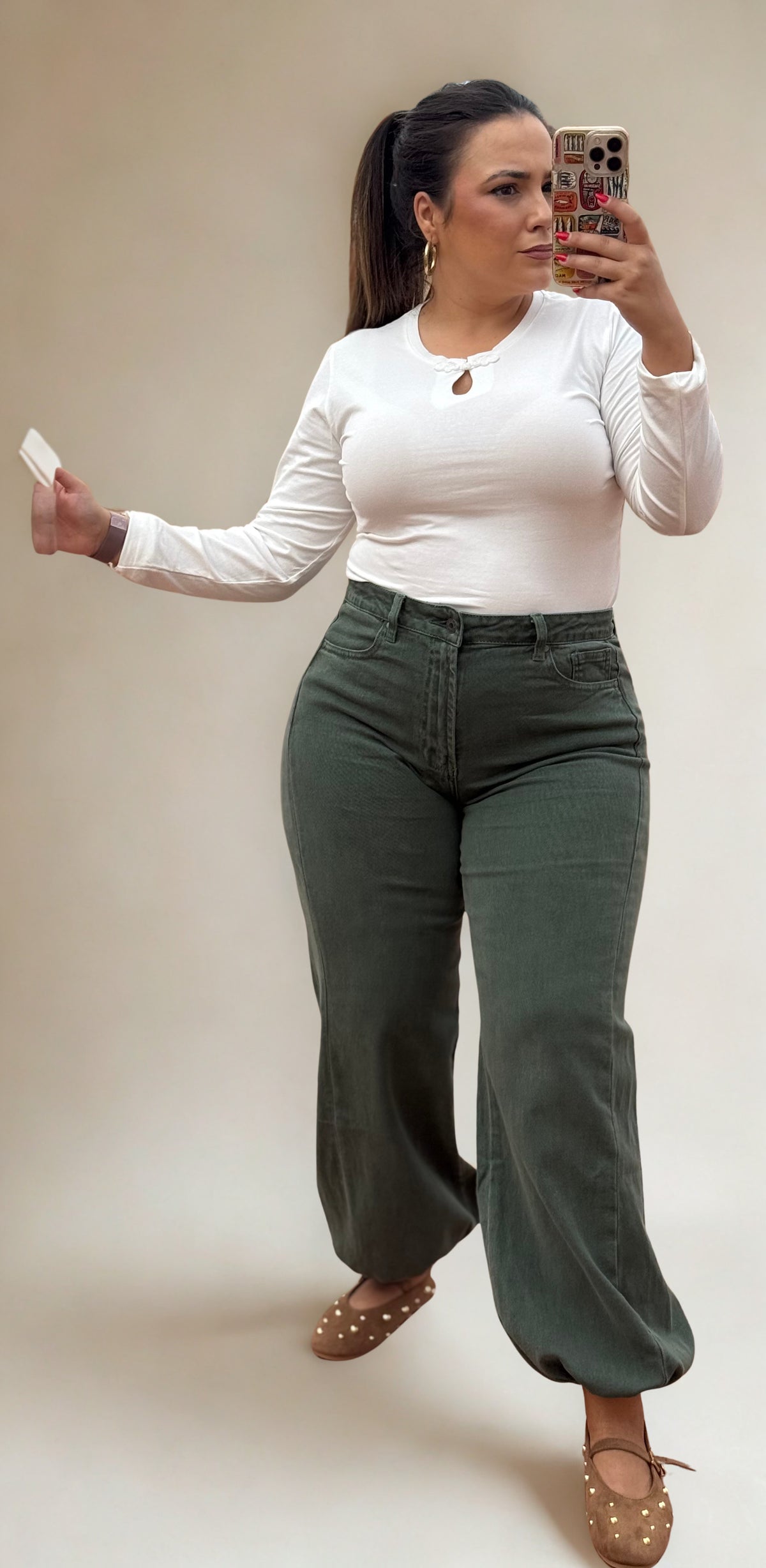 Pantalón Bombacho Denim Verde