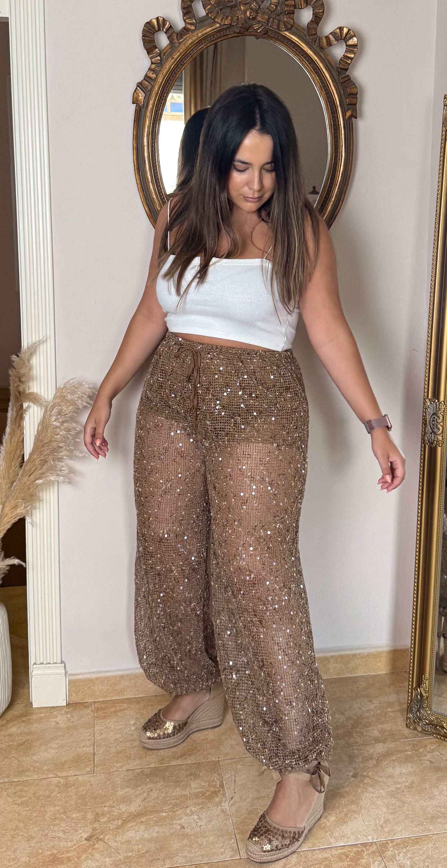 Pantalón Lentejuelas Marrón (VUELVE EN 15 DÍAS APROXIMADO)