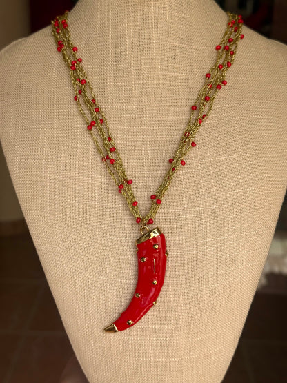 Collar Cuerno Rojo Gold