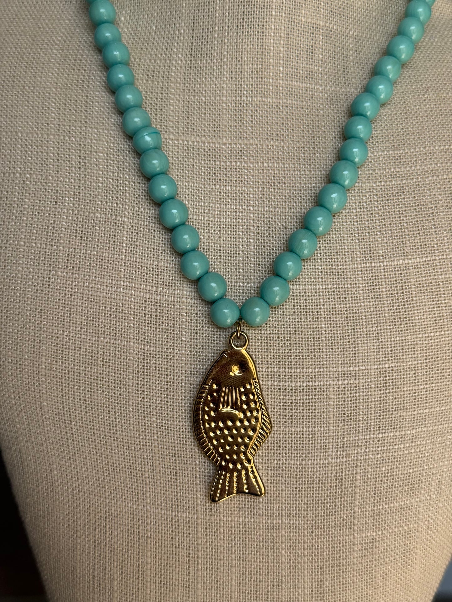 Collar Pez Turquesa Acero
