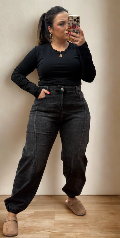 Pantalón Bombacho Denim Negro