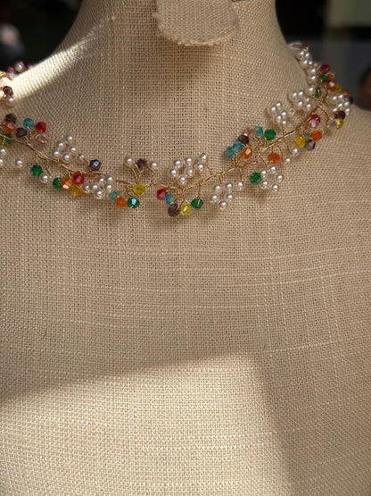 Choker Perlas & Cristal Multicolor Gold
