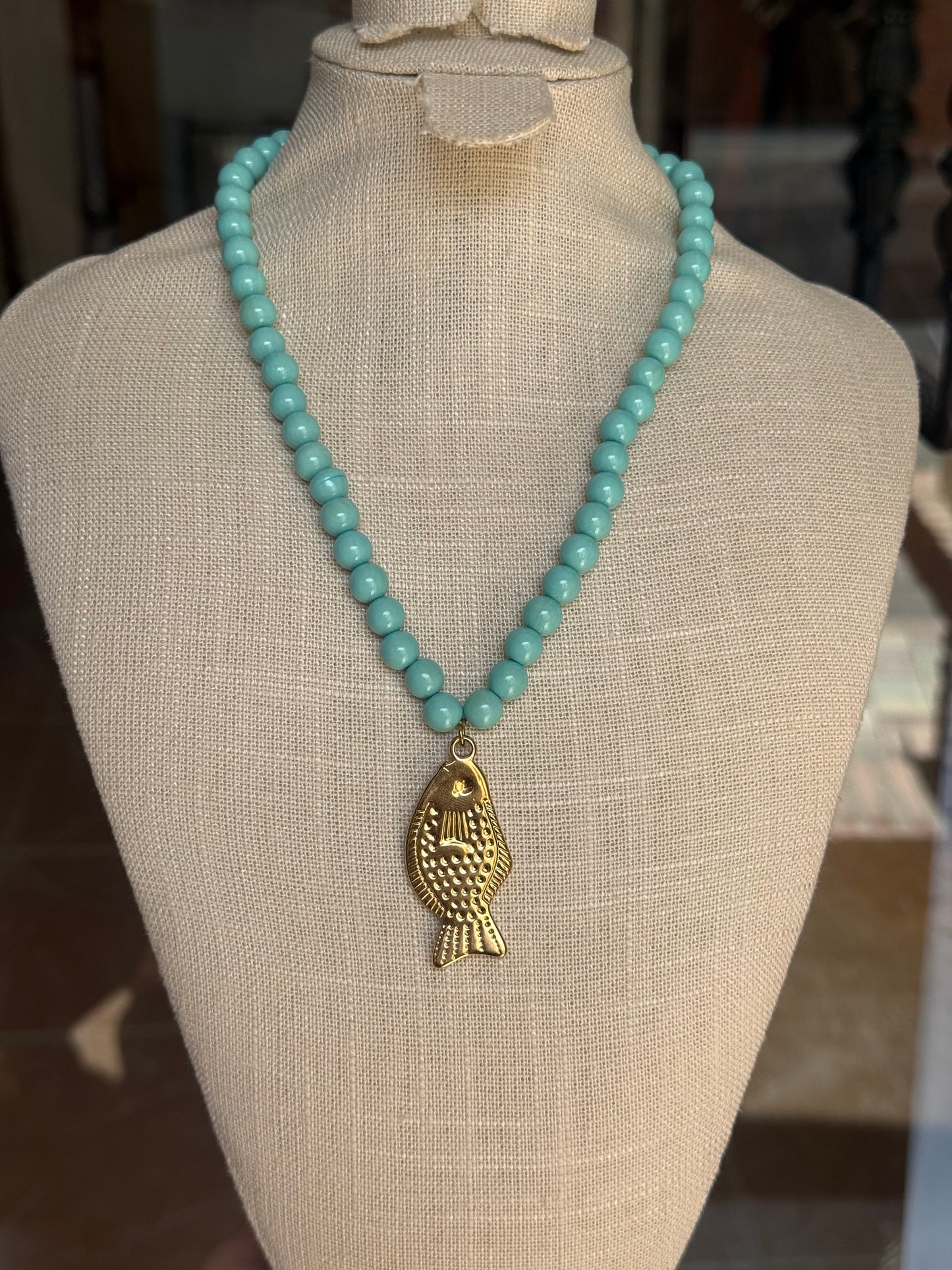 Collar Pez Turquesa Acero