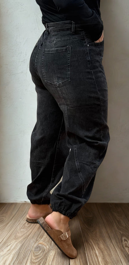Pantalón Bombacho Denim Negro