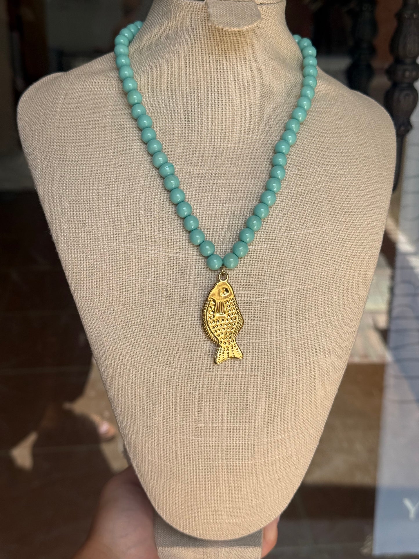 Collar Pez Turquesa Acero