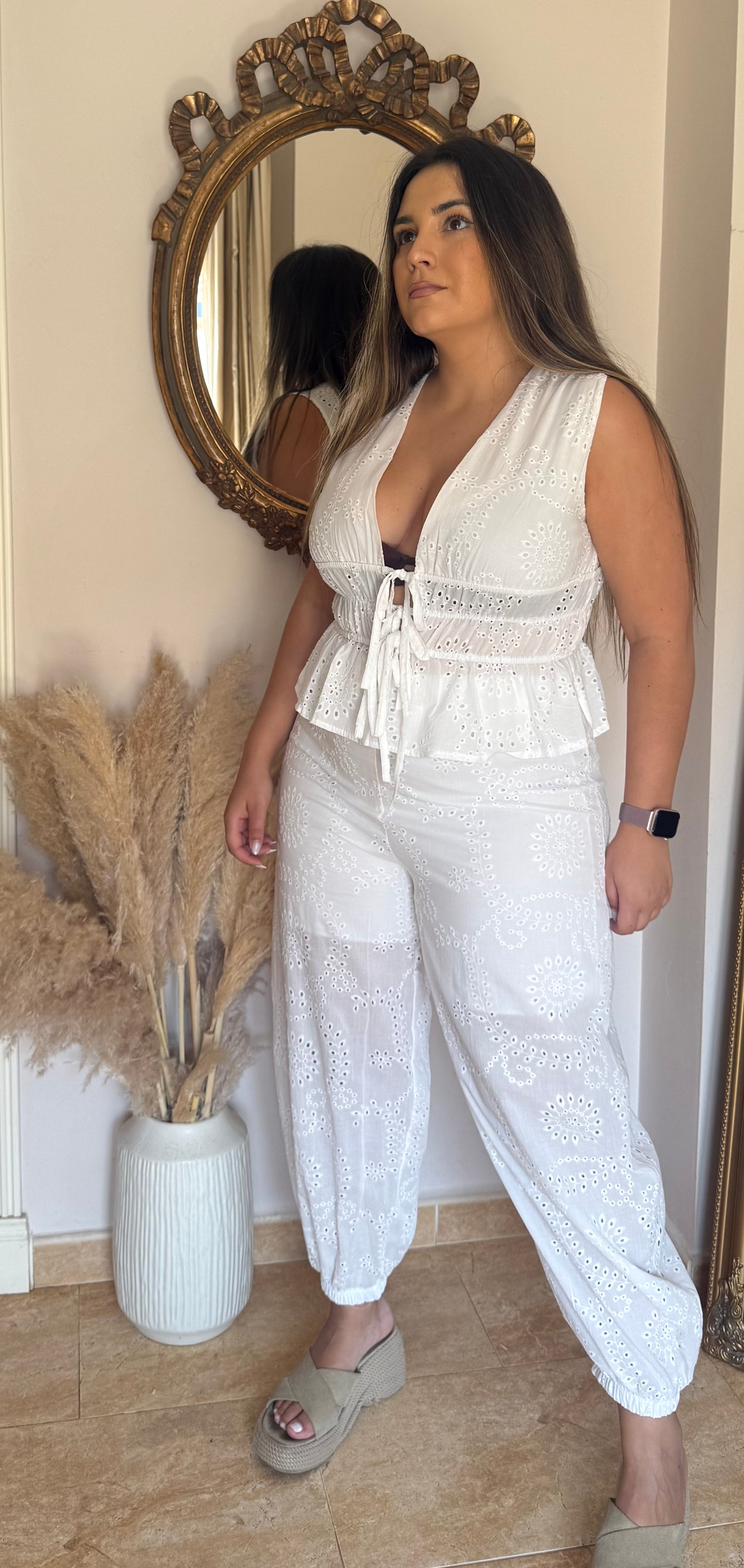 Conjunto Bordado Calado Blanco