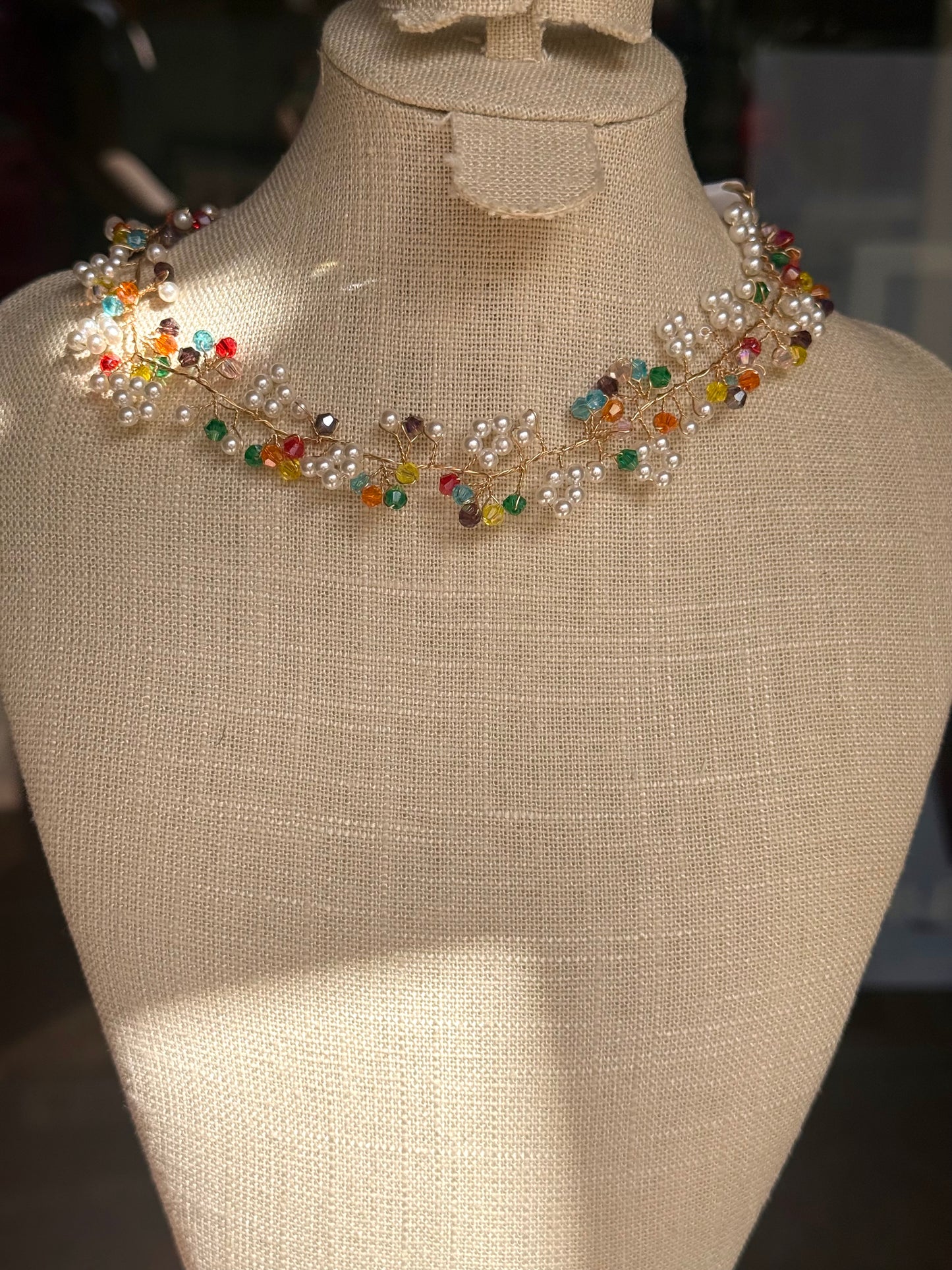 Choker Perlas & Cristal Multicolor Gold