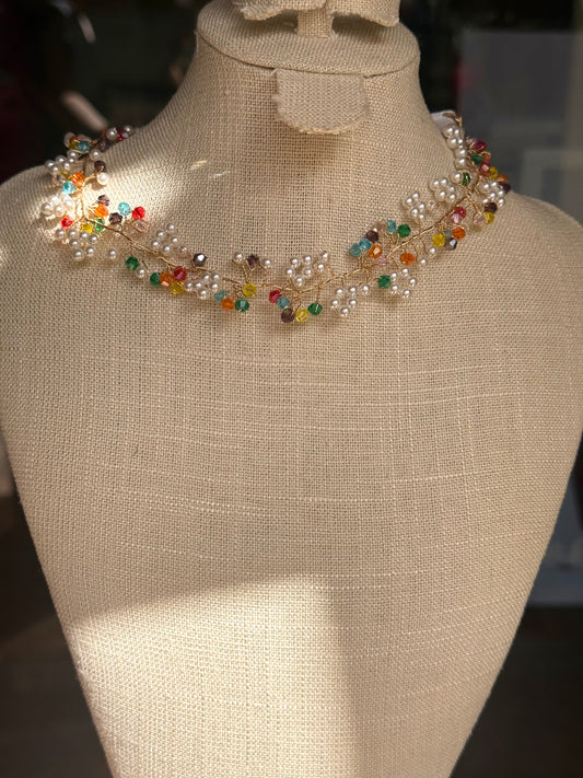 Choker Perlas & Cristal Multicolor Gold