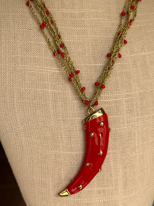 Collar Cuerno Rojo Gold