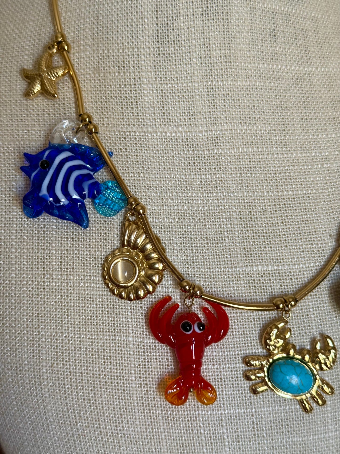 Collar Marino Acero y Cristal