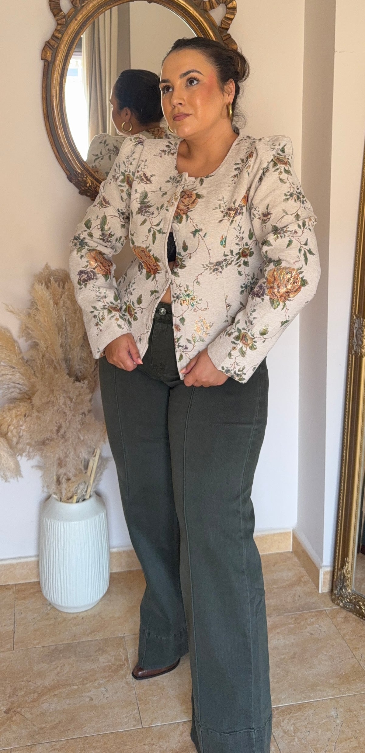 Pantalón Wide Leg Costura Verde