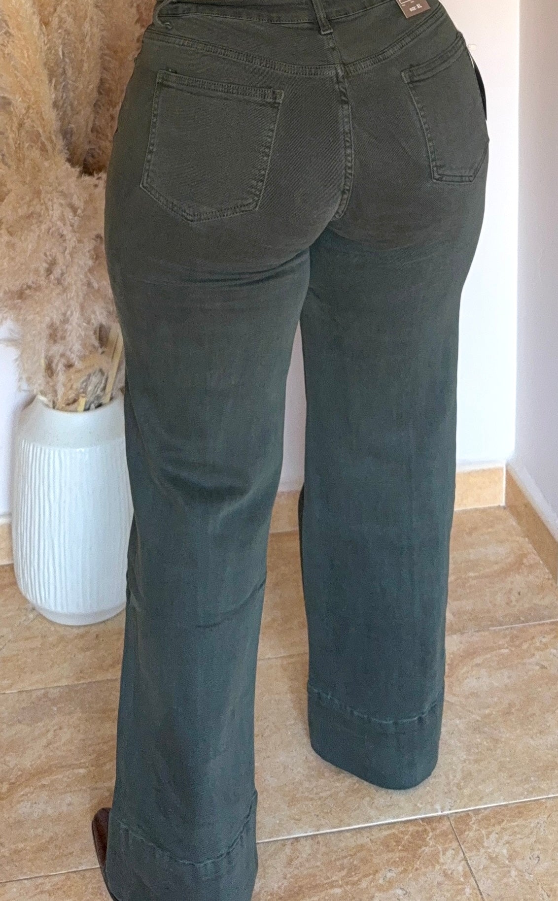 Pantalón Wide Leg Costura Verde
