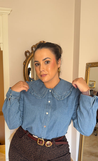 Camisa Denim Cuello Babydoll