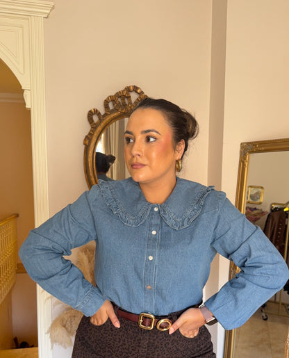 Camisa Denim Cuello Babydoll