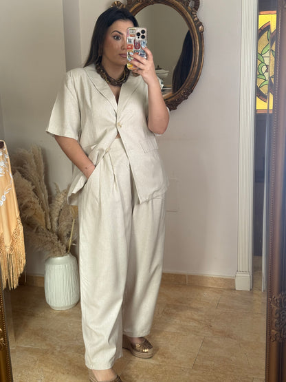 Conjunto con Lino Oversize Beige