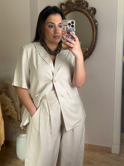 Conjunto con Lino Oversize Beige
