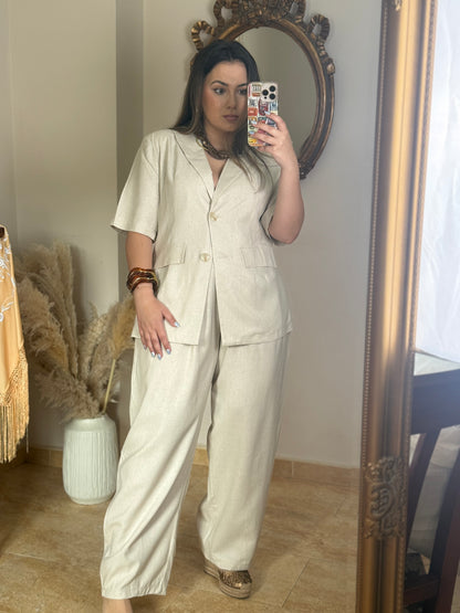 Conjunto con Lino Oversize Beige