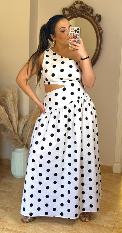 Vestido Cut-Out Lunares