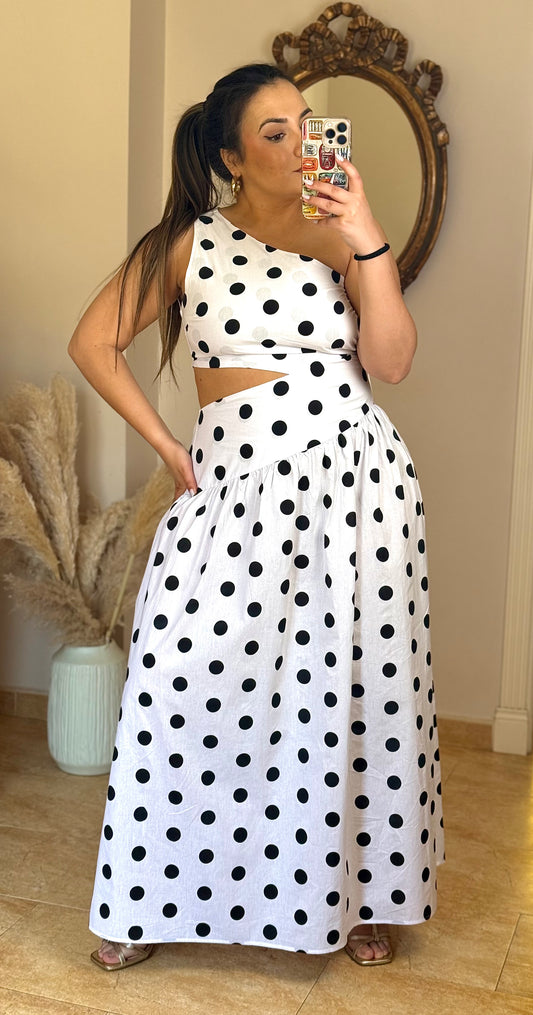 Vestido Cut-Out Lunares