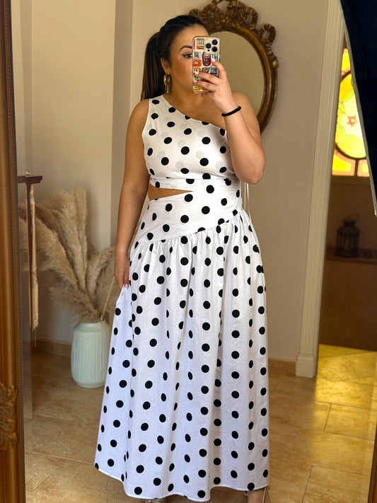 Vestido Cut-Out Lunares