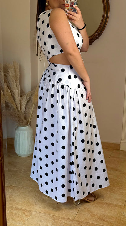 Vestido Cut-Out Lunares