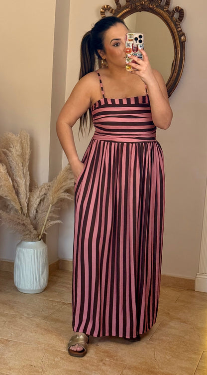 Vestido Amalfi Rosa y Marrón