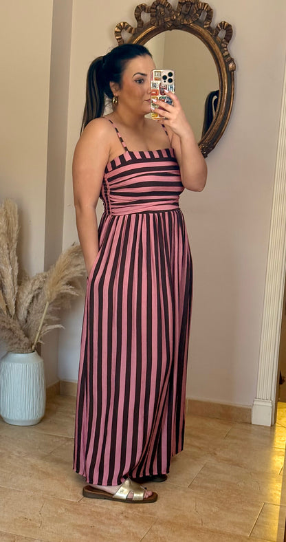 Vestido Amalfi Rosa y Marrón