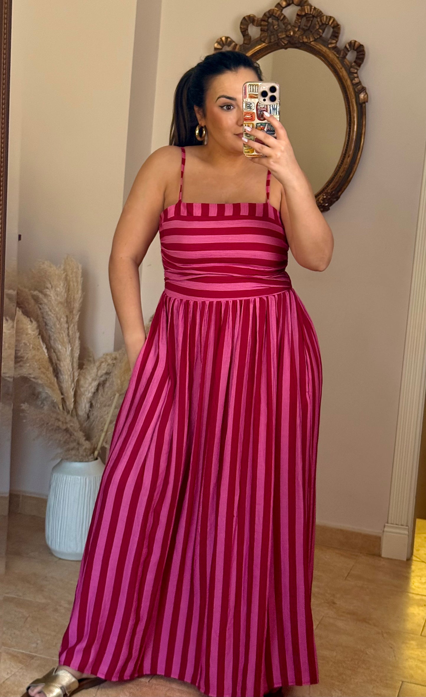 Vestido Amalfi Rosa y Rojo