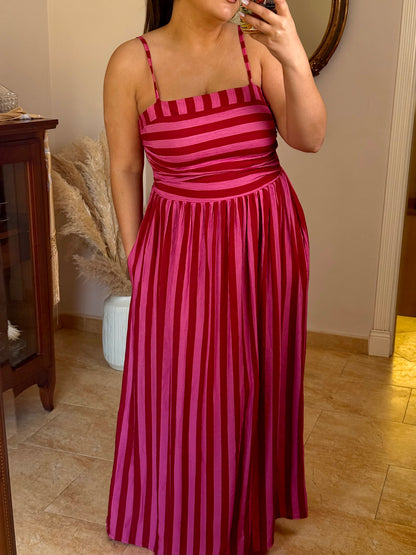 Vestido Amalfi Rosa y Rojo