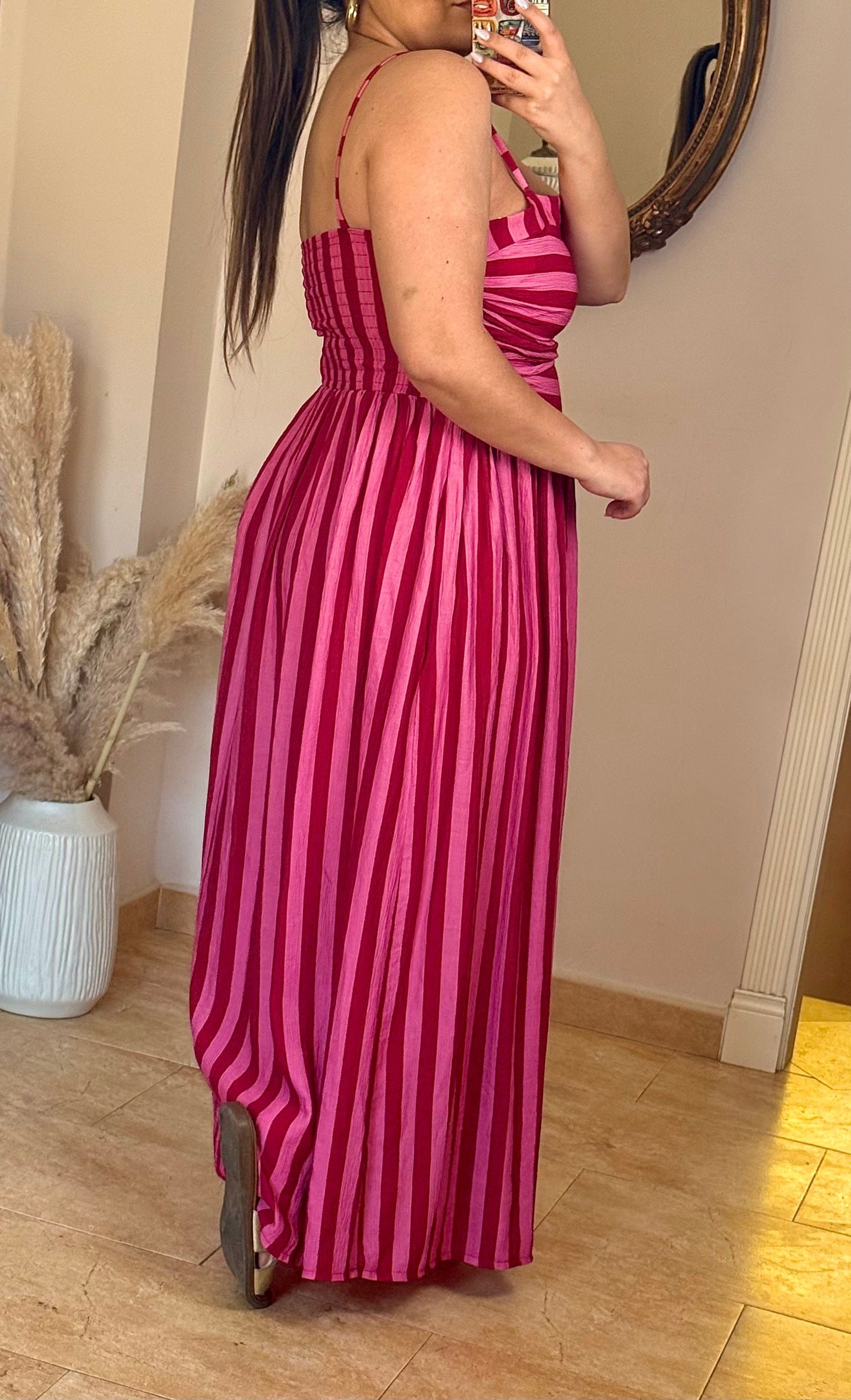 Vestido Amalfi Rosa y Rojo