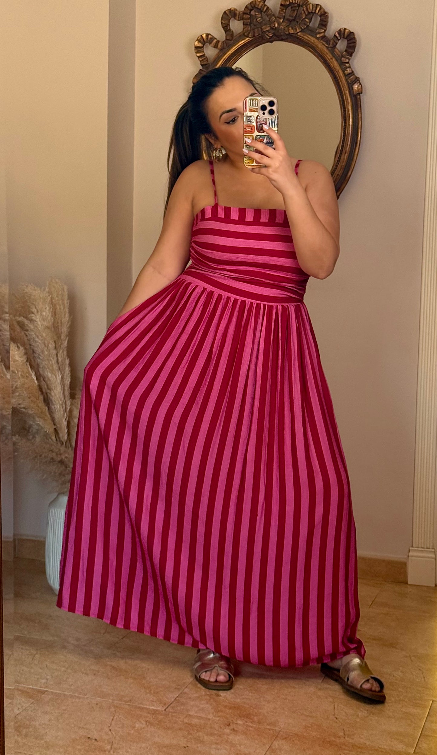 Vestido Amalfi Rosa y Rojo