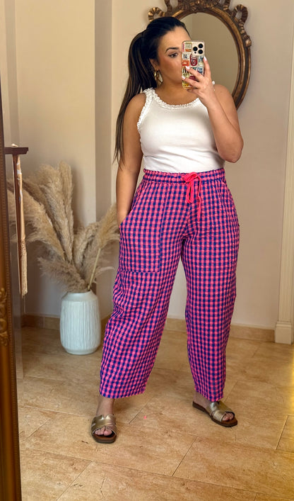 Pantalón Balloon Vichy Rosa