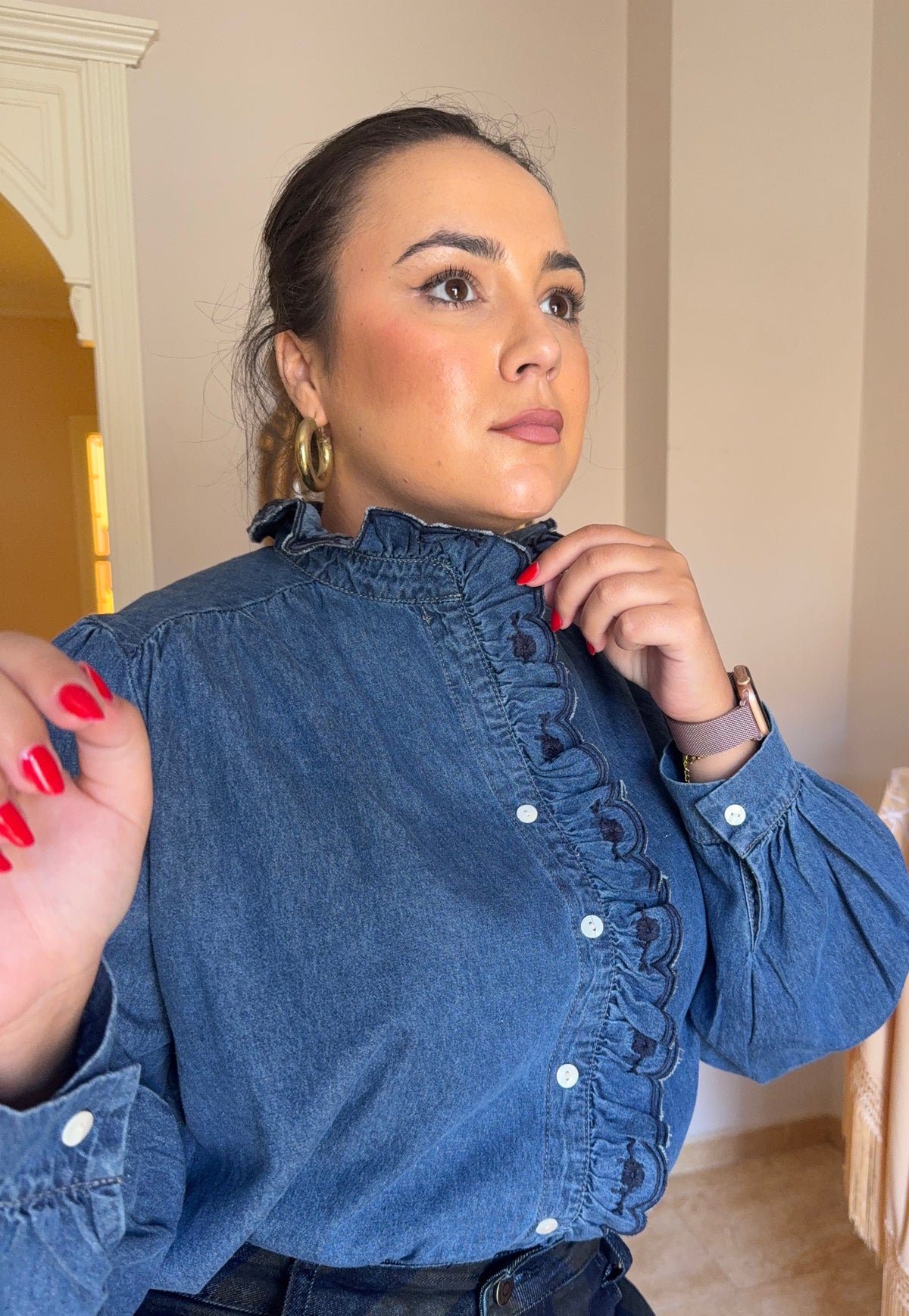 Camisa Vaquera con Volantes