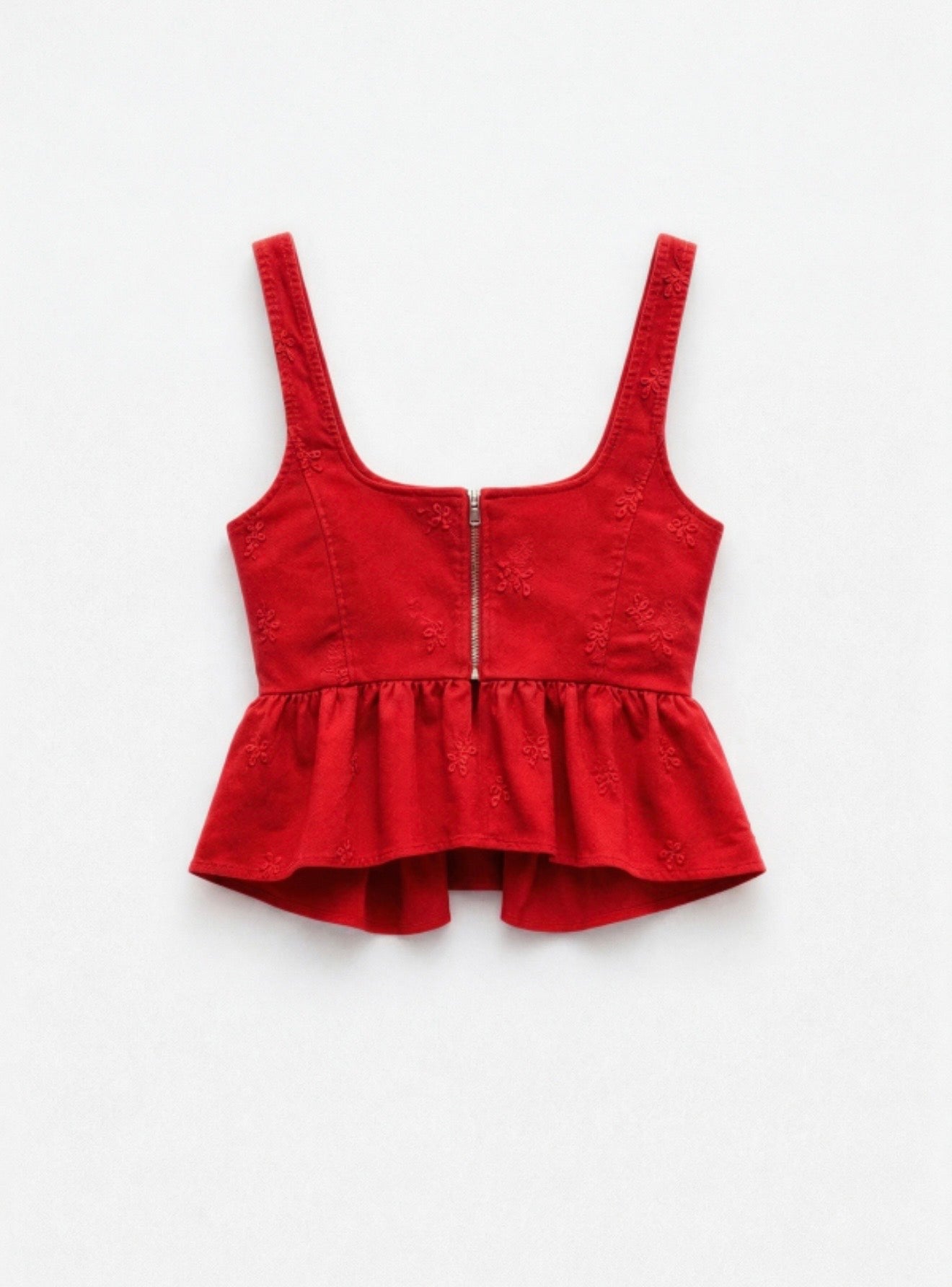 Top Peplum Rojo Bordado LUMINA