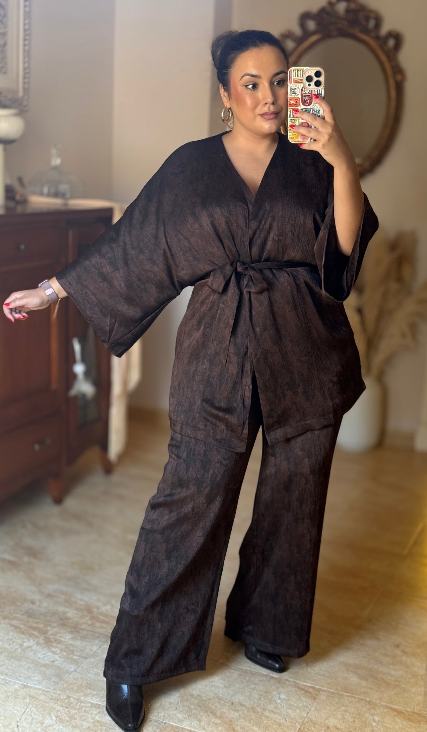 Conjunto Kimono Marrón
