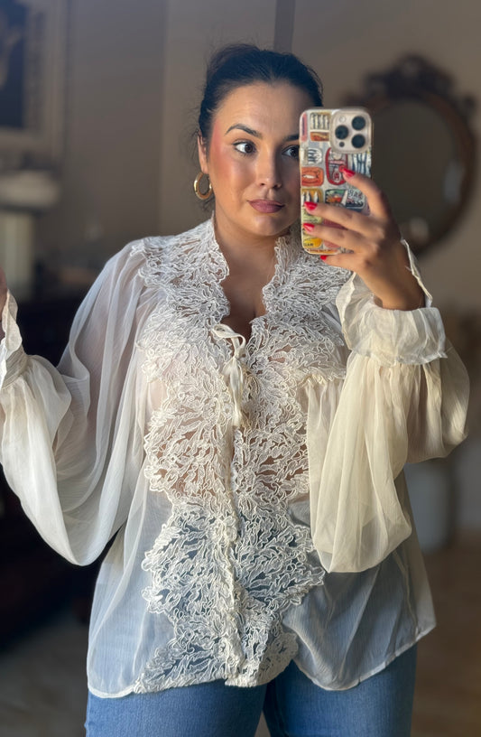 Blusa Gasa Romántica Beige