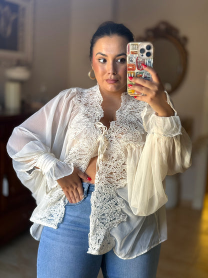Blusa Gasa Romántica Beige