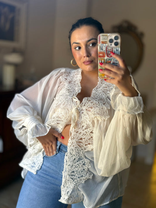 Blusa Gasa Romántica Beige