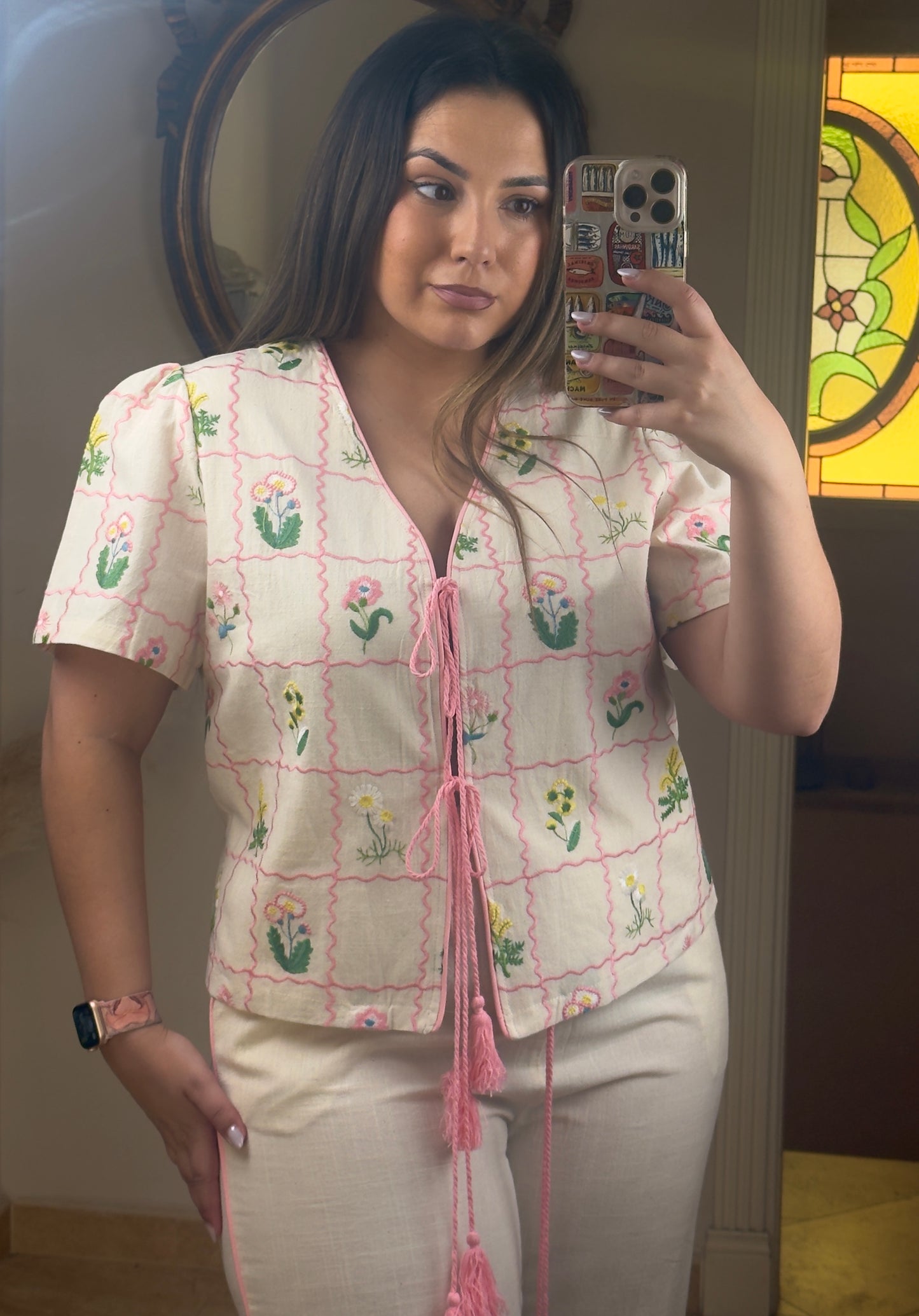 Conjunto Floral Bordado