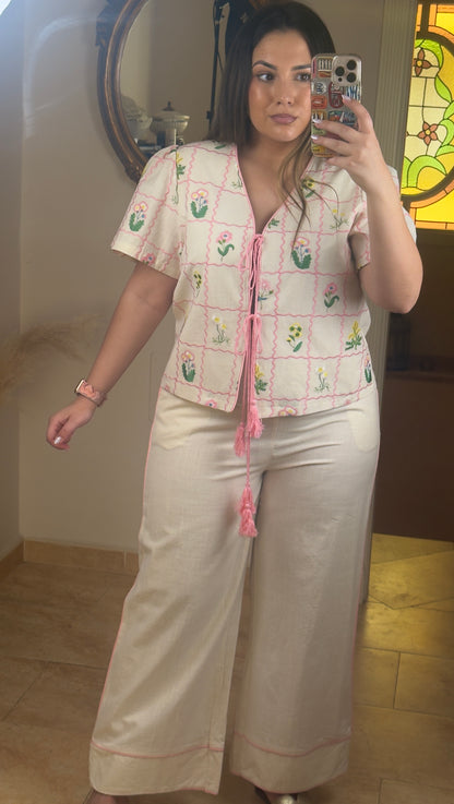 Conjunto Floral Bordado