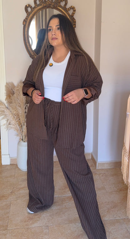 Conjunto Confort Rayas Marrón