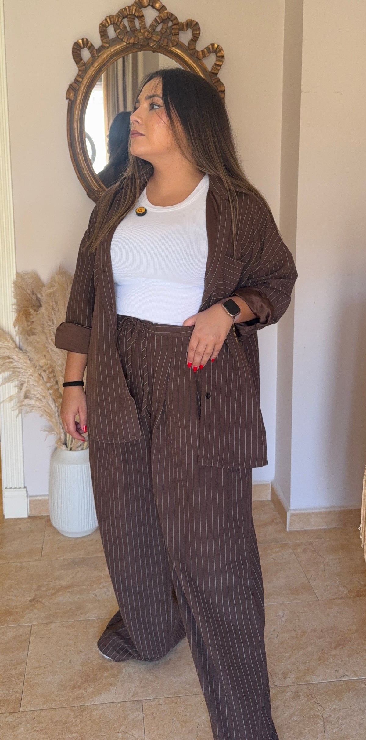 Conjunto Confort Rayas Marrón