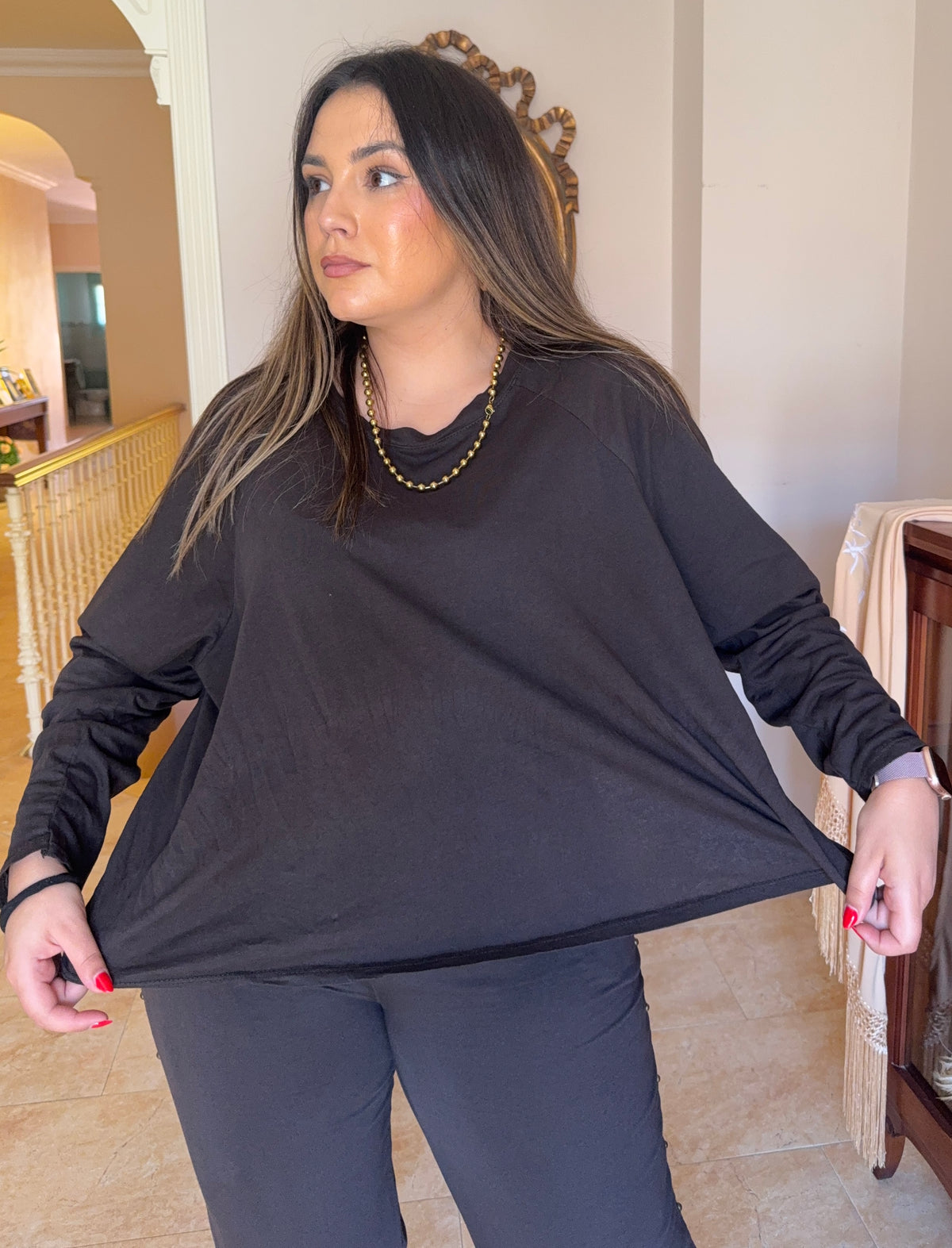 Camiseta Algodón Oversize Marrón