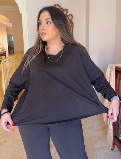 Camiseta Algodón Oversize Marrón
