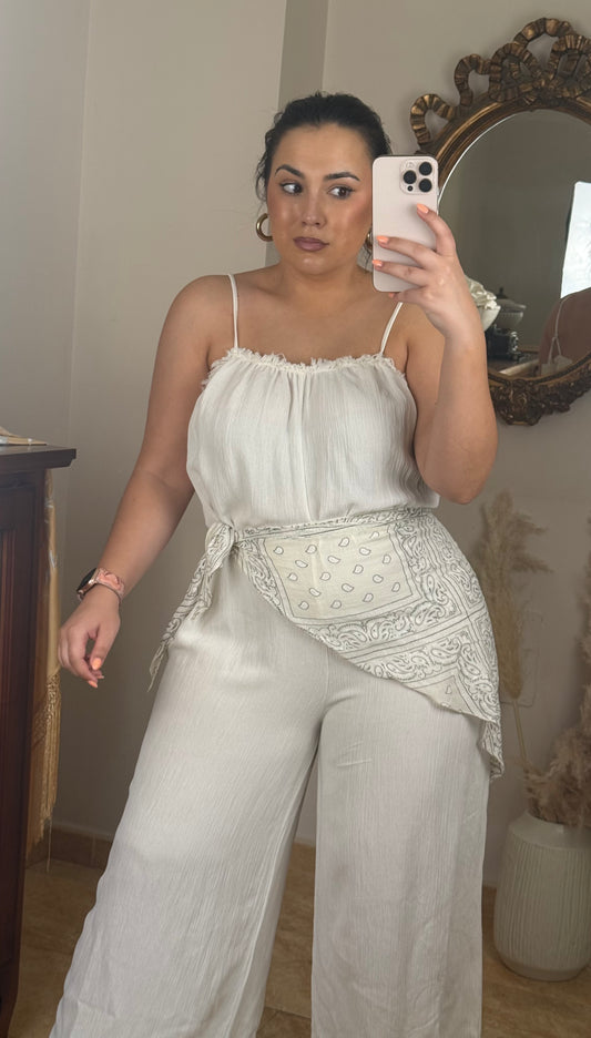 Mono Fluido con Pañuelo Beige