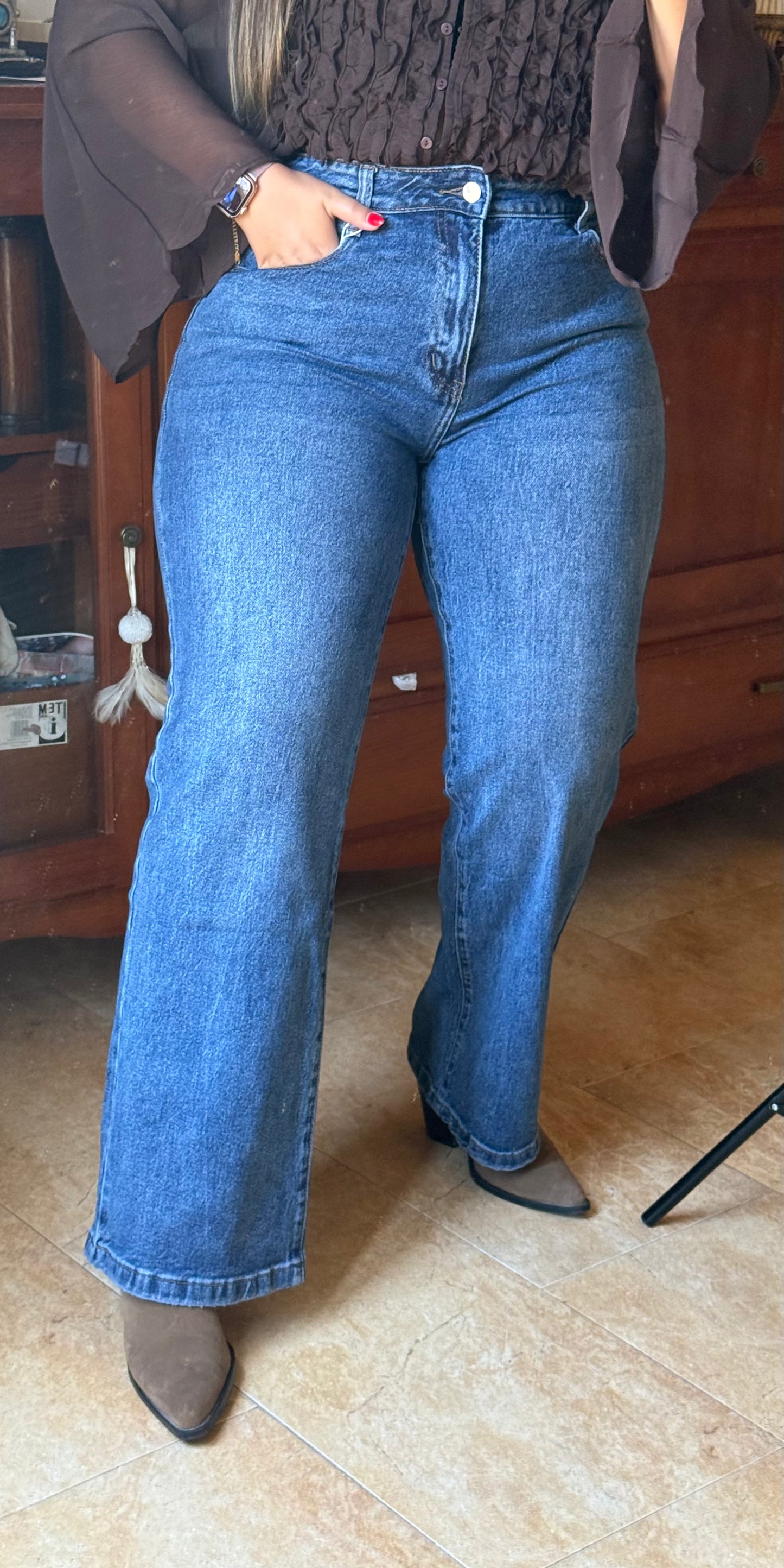Vaquero Recto Azul Medio