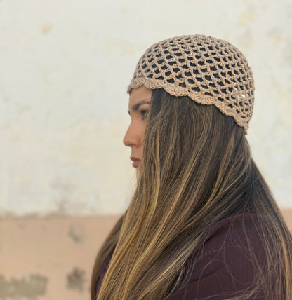 Gorro de Crochet con Micro Lentejuelas Topo