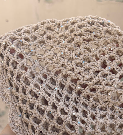 Gorro de Crochet con Micro Lentejuelas Topo