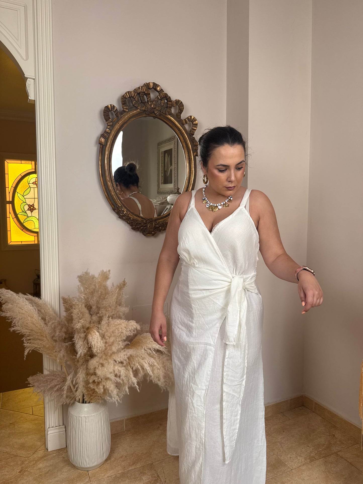 Vestido Nudo Bambula Crudo