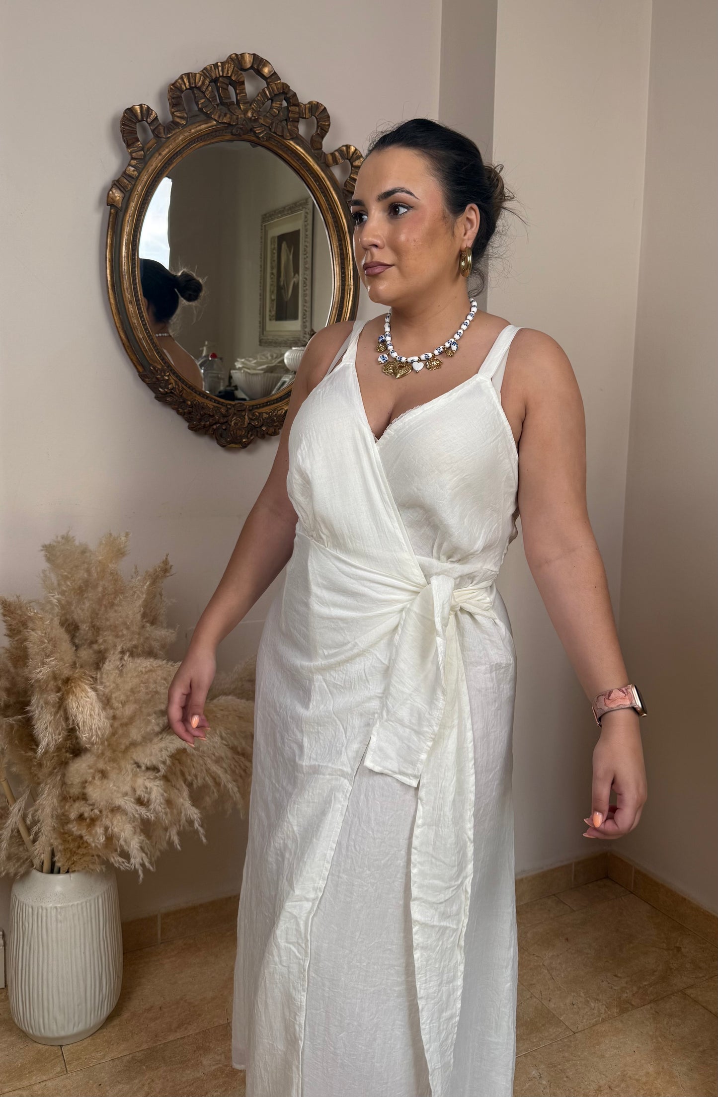 Vestido Nudo Bambula Crudo